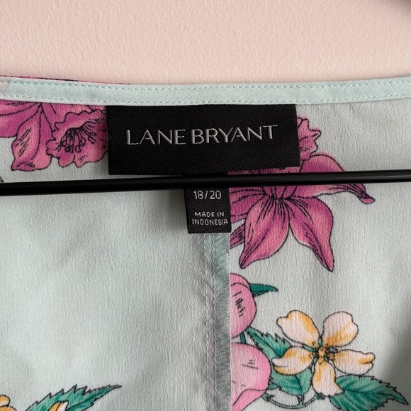 Lane Bryant Blue Floral Ruffle Sleeve V-Neck Blouse Top Size 18/20 - Picture 5 of 7